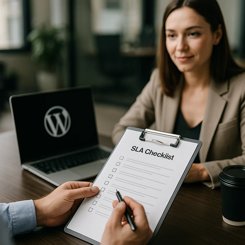 Co powinna zawierać umowa opieki WordPress lista kontrolna SLA
